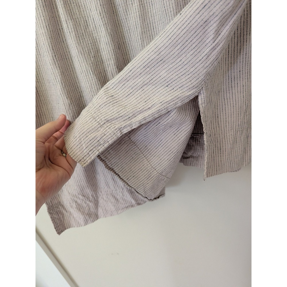 Poetry Hemp Organic Cotton Pinstripe Tunic Top Gray‎ White US 6 UK 10 UL07 - Picture 9 of 12
